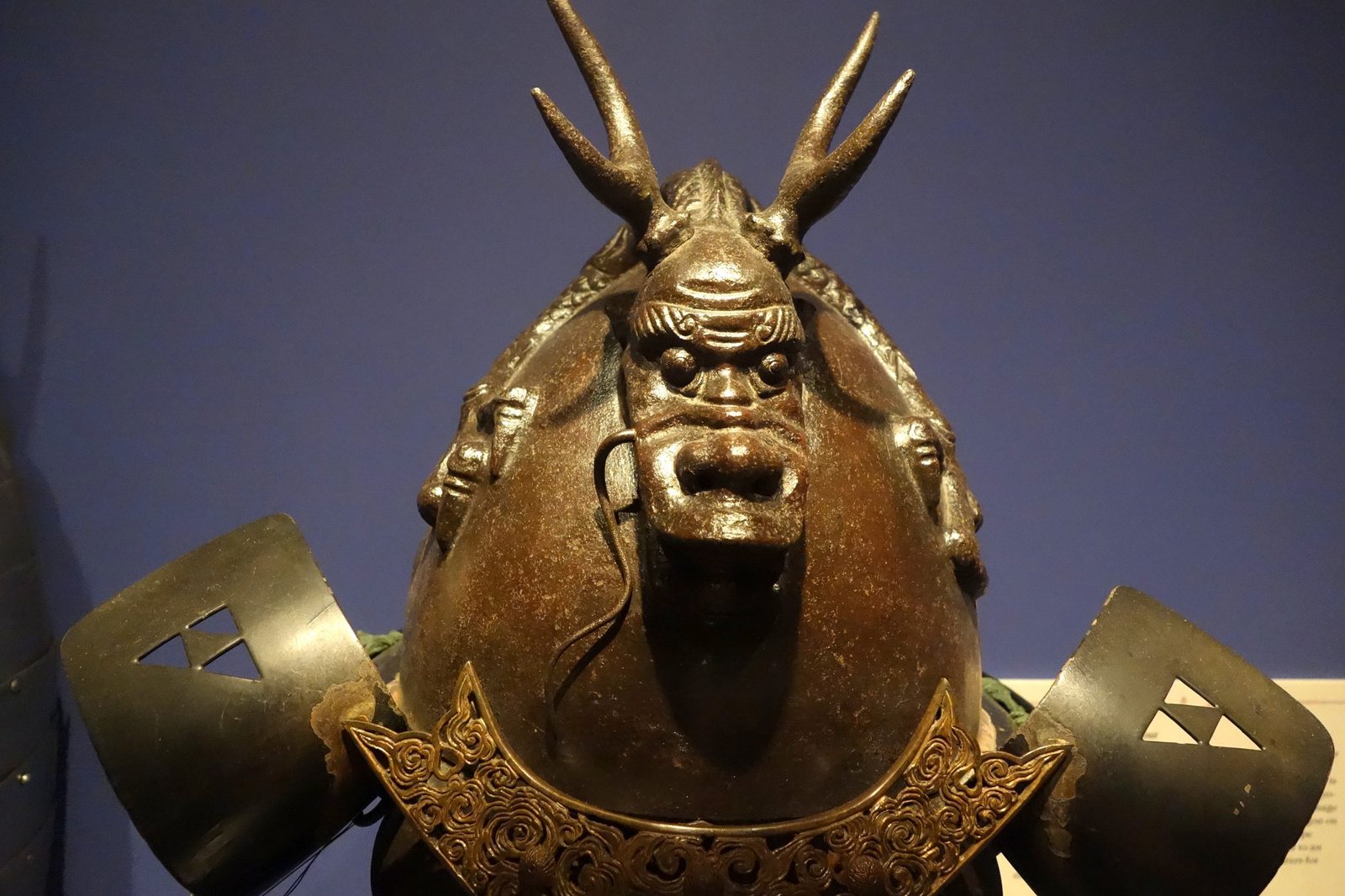 An antique Japanese kabuto helmet